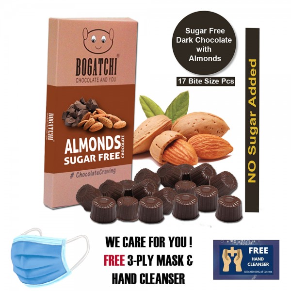 Sugar FREE Healthy Chocolate Bites with Almonds, 17 Pcs